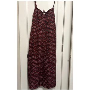 Black and Red Rose Print Dress